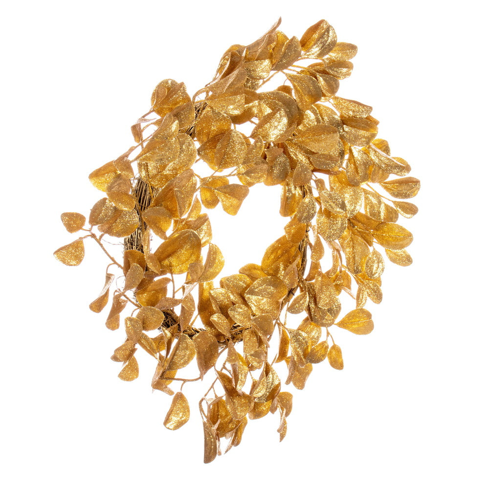 Vickerman 24" Gold Artificial Dogwood Glitter Wreath.