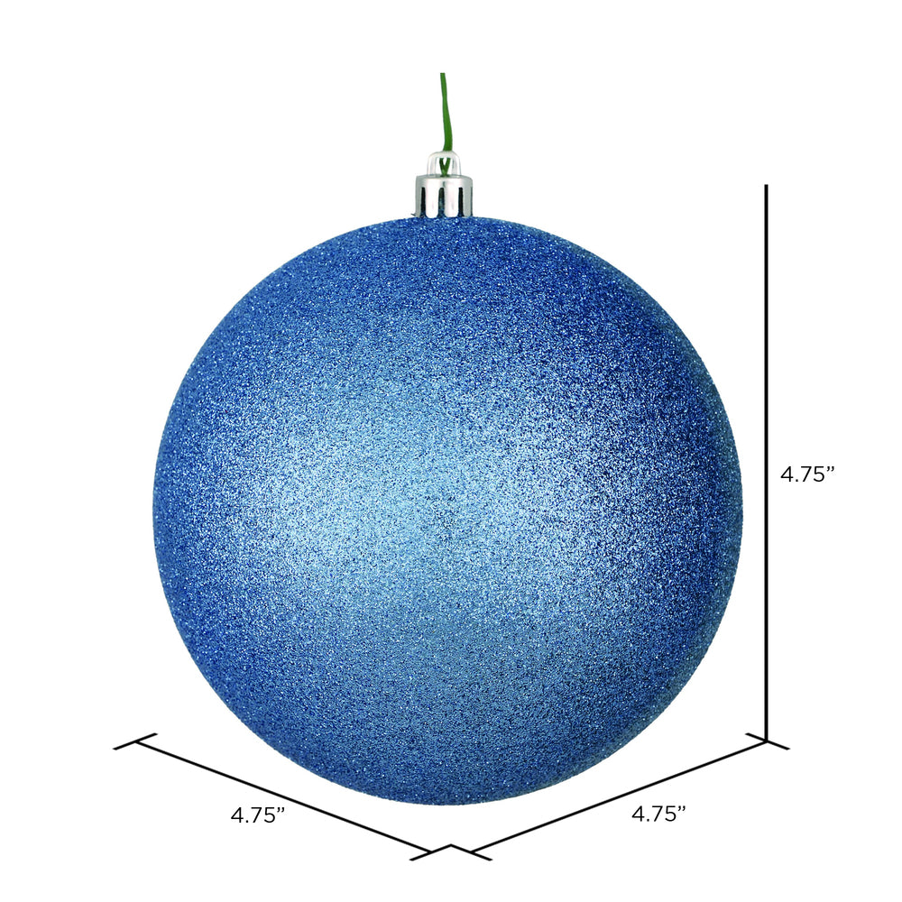 Vickerman 4.75" Periwinkle Glitter Ball Ornament 4 per Bag