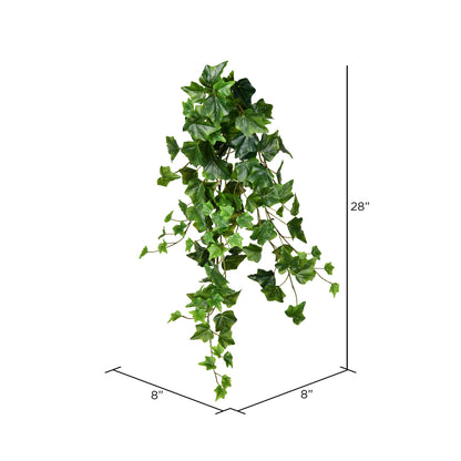 Vickerman 28" Artificial Green Ivy Hanging Bush Pack of 2