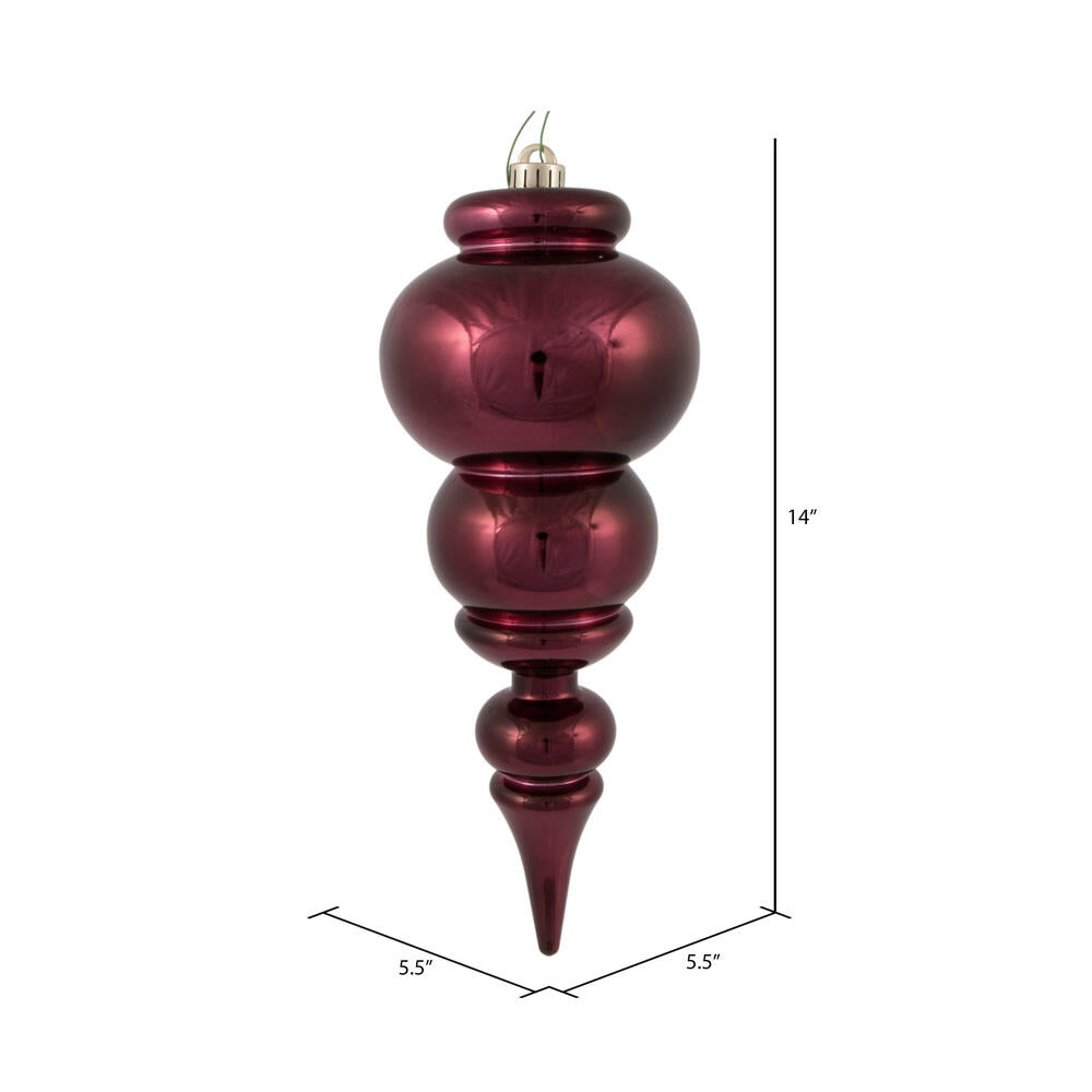 Vickerman 14" Burgundy Shiny Finial Ornament