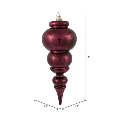 Vickerman 14" Burgundy Shiny Finial Ornament