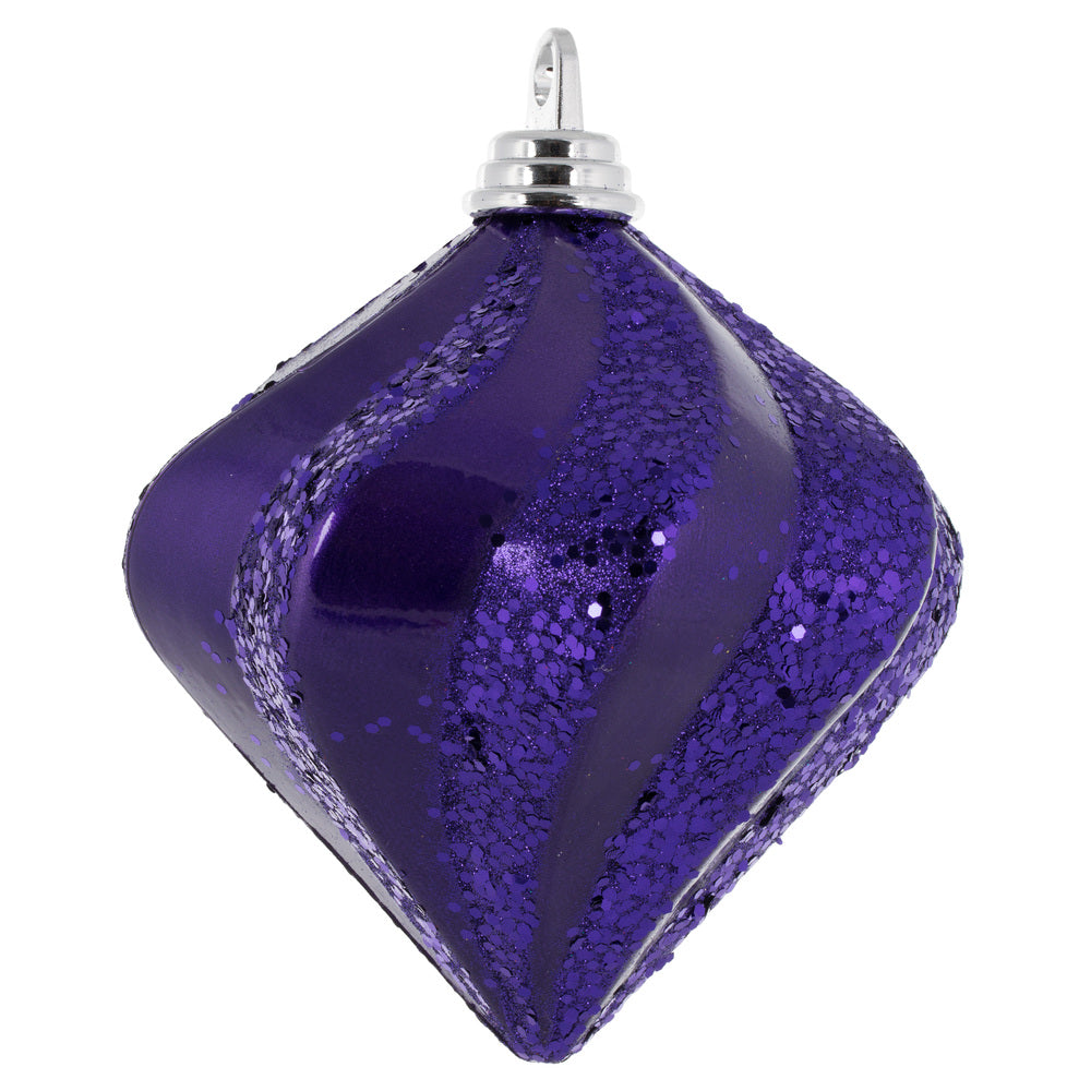 Vickerman 6'' Plum Candy/Glitter Swirl Diamond Christmas Ornament