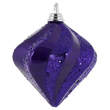 Vickerman 6'' Plum Candy/Glitter Swirl Diamond Christmas Ornament