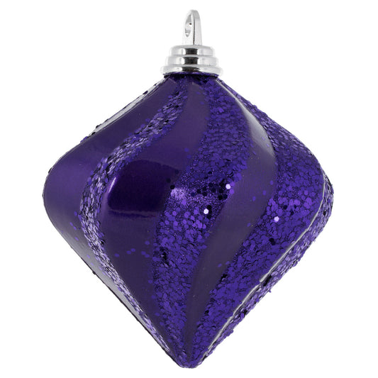 Vickerman 6'' Plum Candy/Glitter Swirl Diamond Christmas Ornament