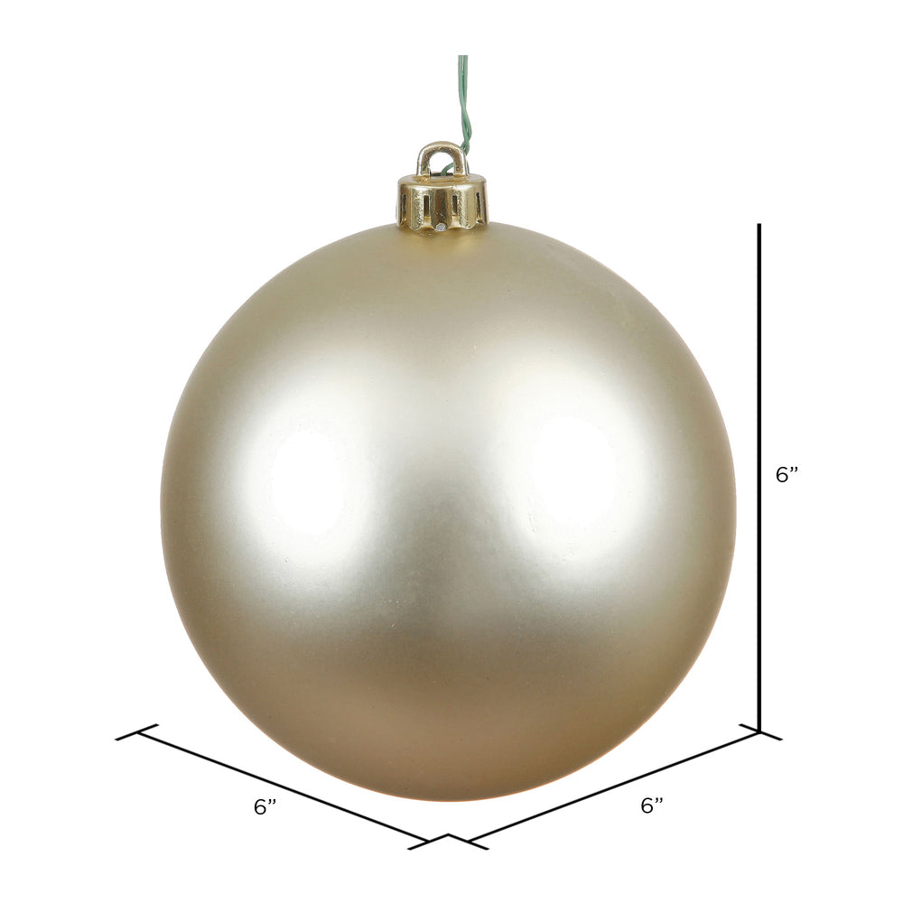 Vickerman 6" Champagne Matte Ball Ornament 4 per Bag