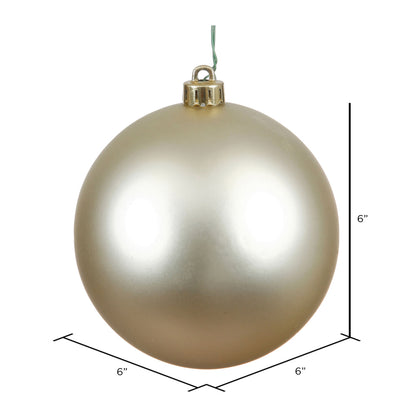 Vickerman 6" Champagne Matte Ball Ornament 4 per Bag