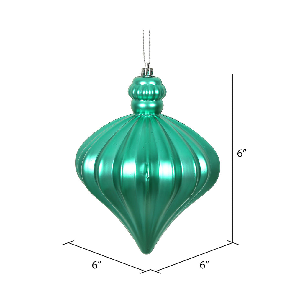 Vickerman 6" Teal Matte Onion Drop Christmas Ornament 4 per pack