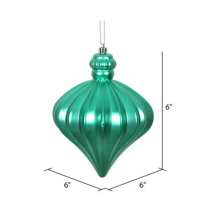 Vickerman 6" Teal Matte Onion Drop Christmas Ornament 4 per pack