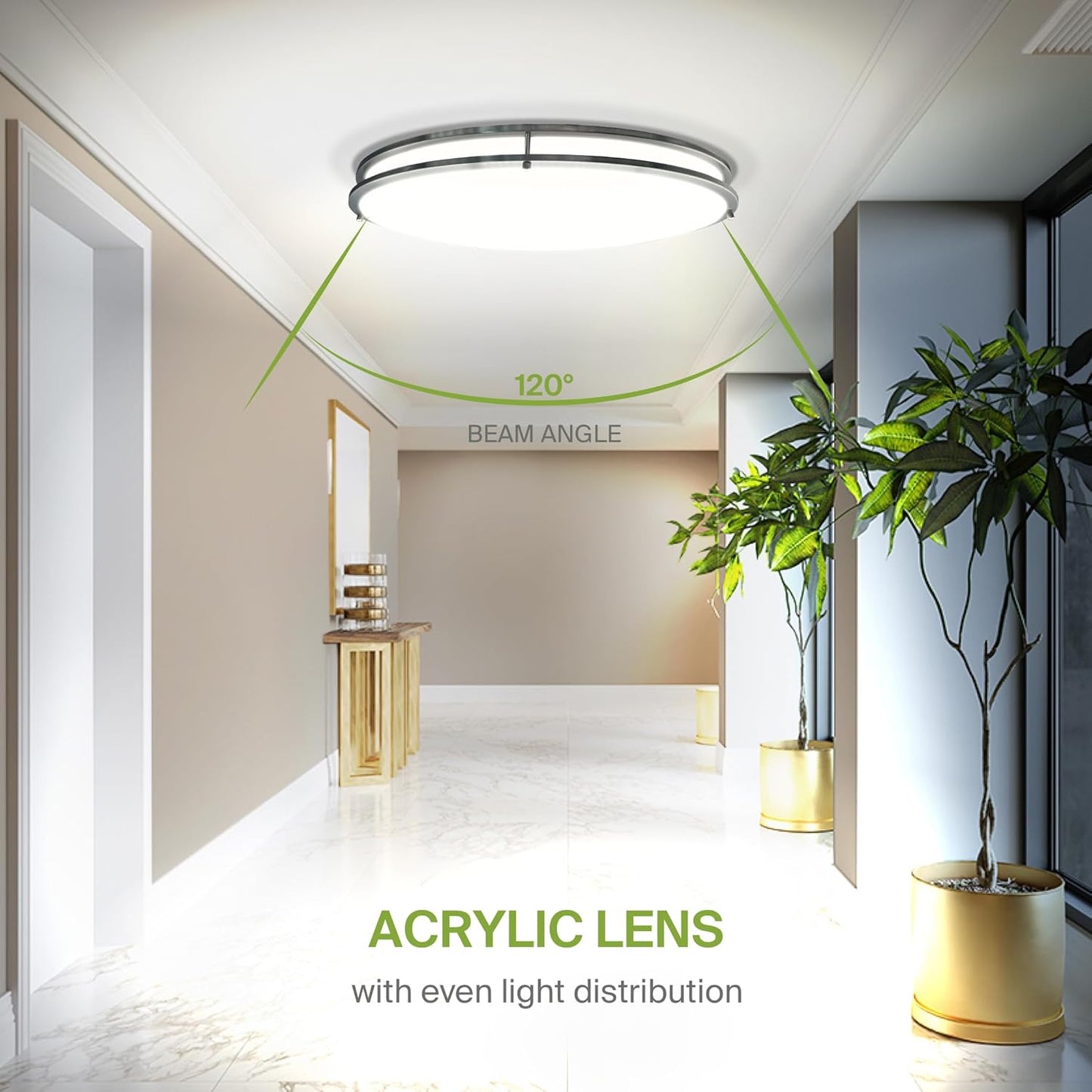 ASD Lighting LED Double Ring Flushmount Oval 32inch 50W 120V Triac 2700/3000/3500/4000/5000K Nickel ETL
