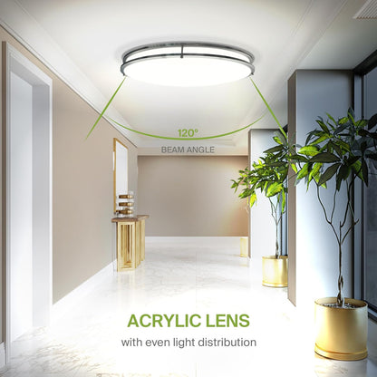 ASD Lighting LED Double Ring Flushmount Oval 32inch 50W 120V Triac 2700/3000/3500/4000/5000K Nickel ETL