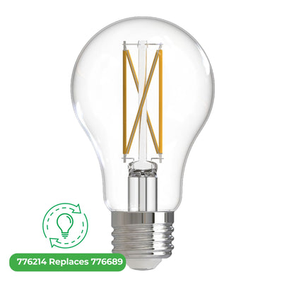 Bulbrite LED Filament 7.6 Watt Dimmable A19 Light Bulb with Clear finish and Medium (E26) Base - 3000K Soft White Light, 800 Lumens
