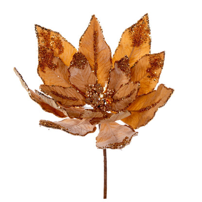 Vickerman 14" Artificial Gold Double Sided Velvet Poinsettia Christmas Pick