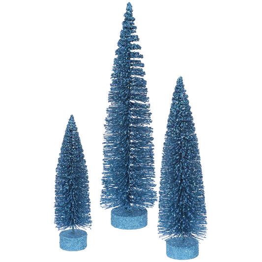 Vickerman 12"/16"/20" Turquoise Glitter Oval Artificial Christmas Tree Unlit
