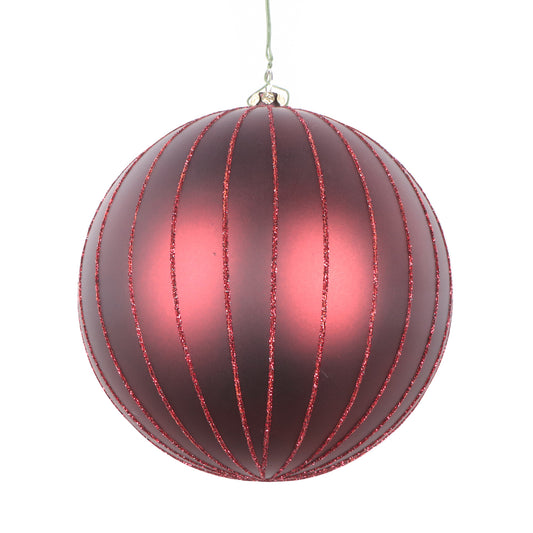 Vickerman 5" Burgundy Matte Glitter Ball Christmas Ornament 4 pieces per bag