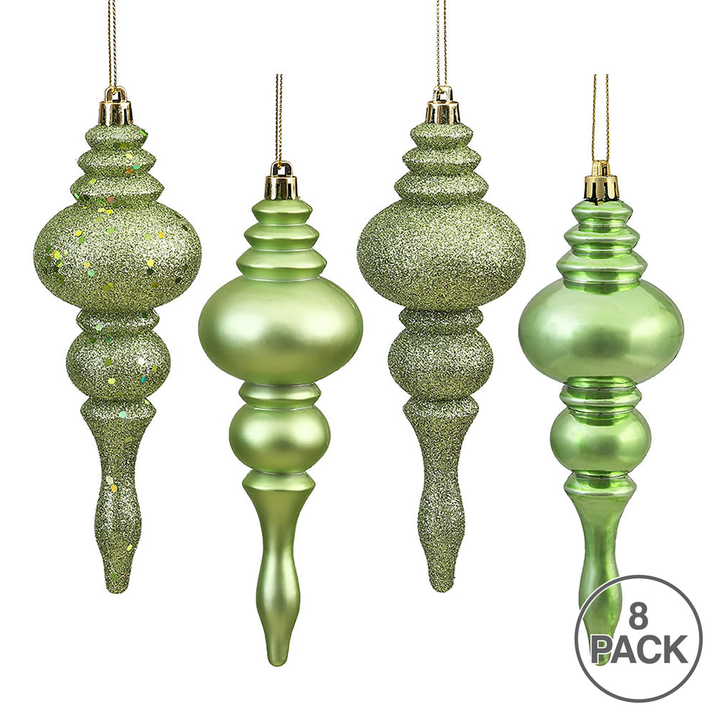 Vickerman 7" Celadon 4-Finish Finial Ornament 8 per Box