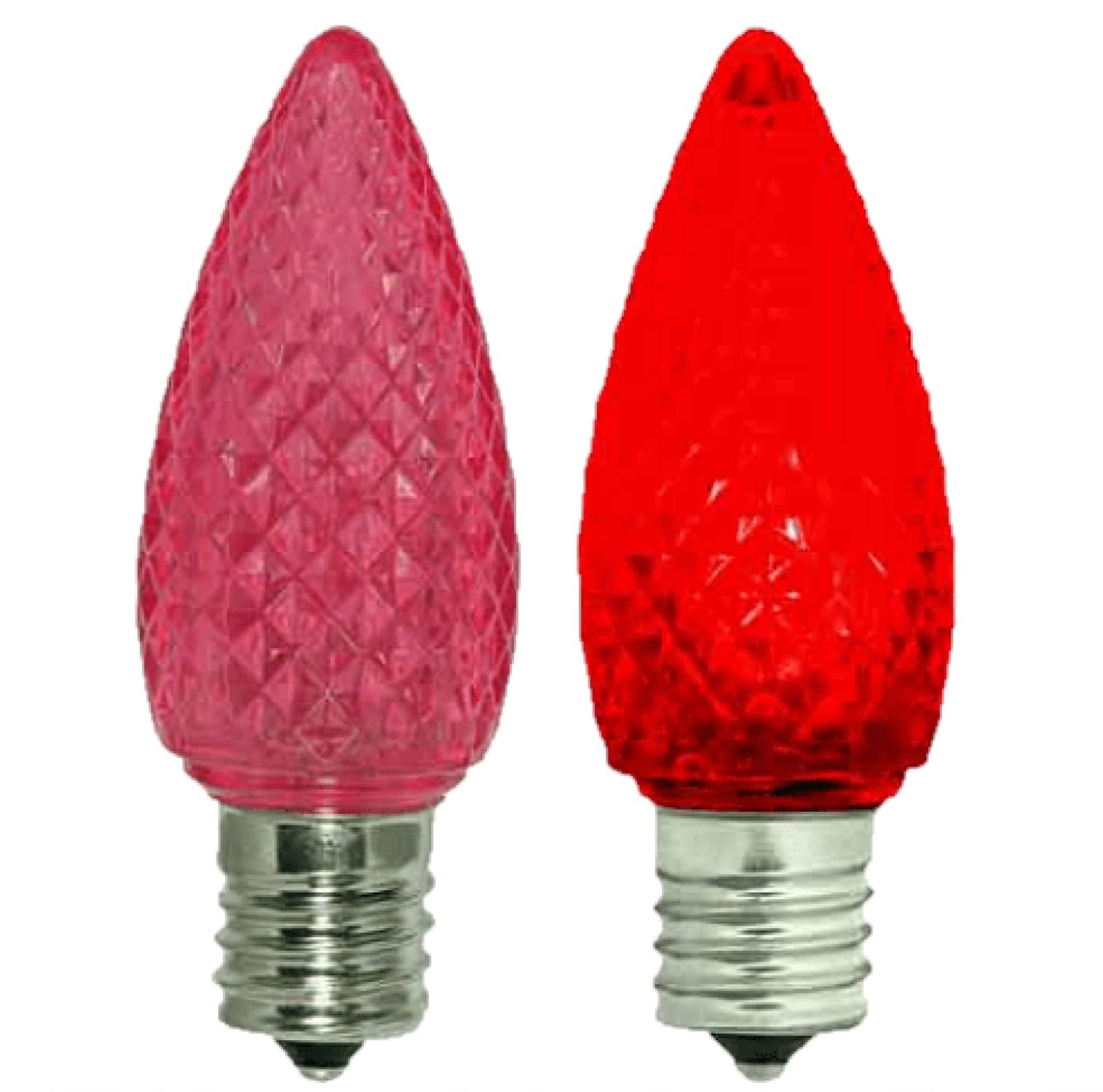 Damar- C9 LED Replacement Christmas Light Bulbs Faceted Transparent Red 0.96W E17 Intermediate Base Dimmable 100-130V Pack of 6- Commercial Grade Shatterproof String Colored Light for Patio