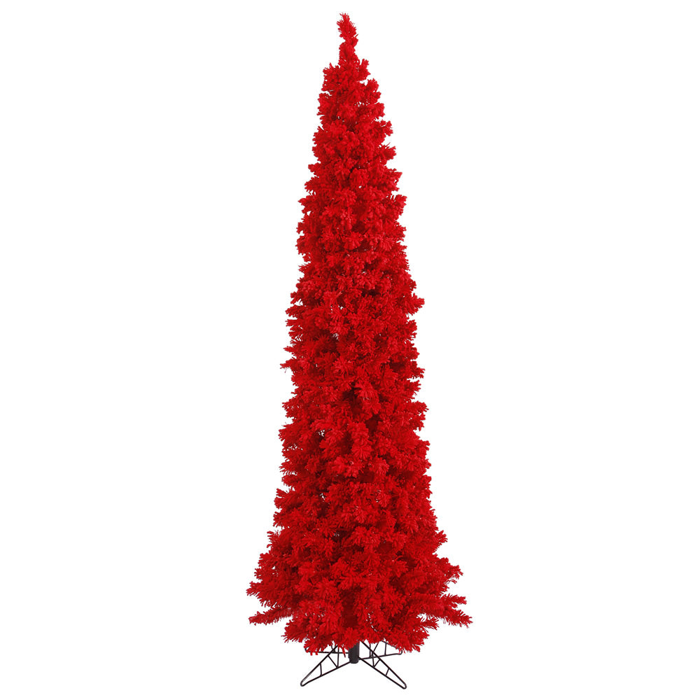 Vickerman 6.5' Flocked Red Pencil Fir Artificial Christmas Tree Unlit