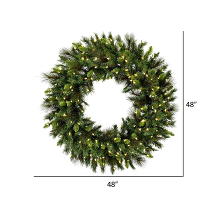 Vickerman 48" Bangor Mixed Pine Artificial Christmas Wreath Warm White Dura-lit LED Mini Lights