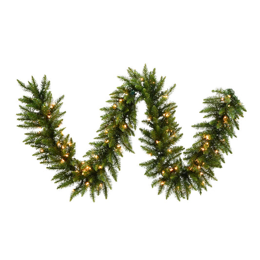 Vickerman 9' Camdon Fir Artificial Christmas Garland Clear Dura-lit Incandescent Mini Lights