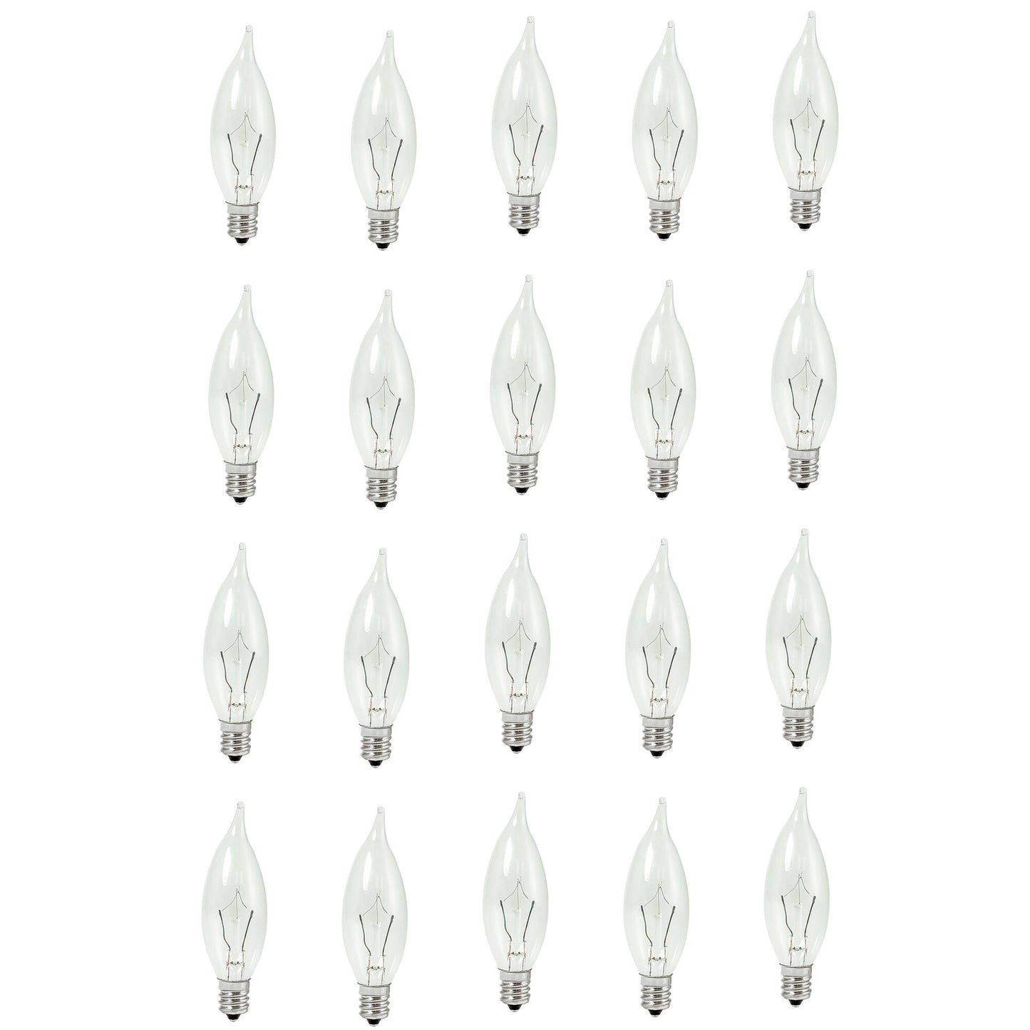 BULBRITE KRYPTON CA8 CANDELABRA SCREW (E12) 10W DIMMABLE LIGHT BULB 2700K/WARM WHITE 20PK (460310)