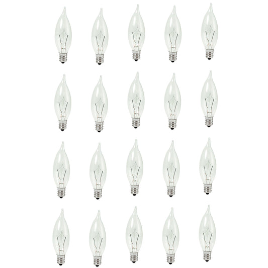 BULBRITE KRYPTON CA8 CANDELABRA SCREW (E12) 10W DIMMABLE LIGHT BULB 2700K/WARM WHITE 20PK (460310)