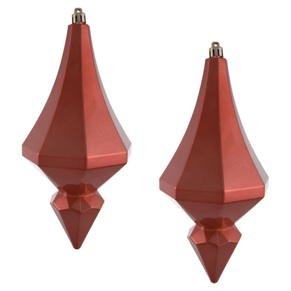 Vickerman 8" Coral Candy Finish Diamond Finial Ornament Pack of 2