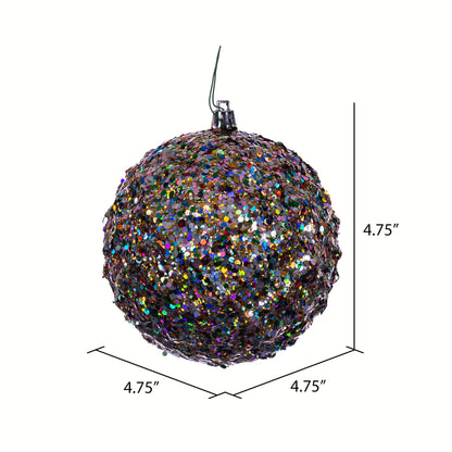 Vickerman 4.75" Multi-color Sequin Glitter Diamond Bauble Christmas Ornament 4 pieces per bag