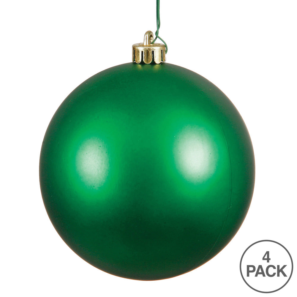 Vickerman 4.75" Green Matte Ball Ornament 4 per Bag