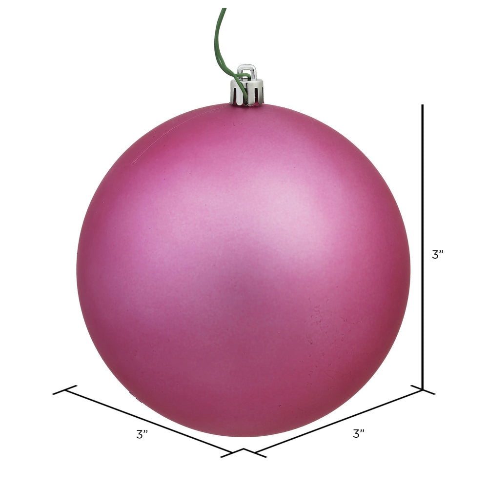 Vickerman 3" Mauve Matte Ball Ornament 12 per Bag