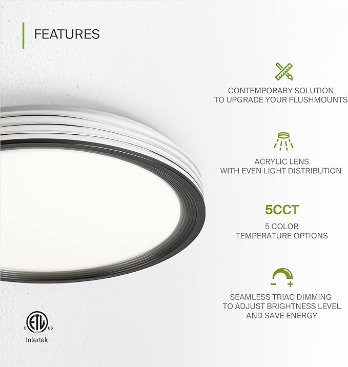 ASD Lighting LED Flushmount Comfort Afina 20" 42W CCT Selectable 2700/3000/3500/4000/5000K Dimmable