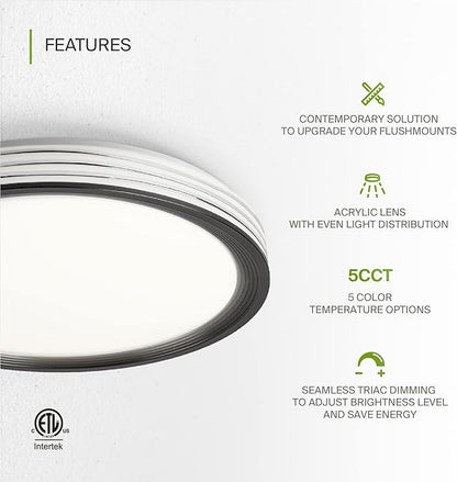 ASD Lighting LED Flushmount Comfort Afina 20" 42W CCT Selectable 2700/3000/3500/4000/5000K Dimmable