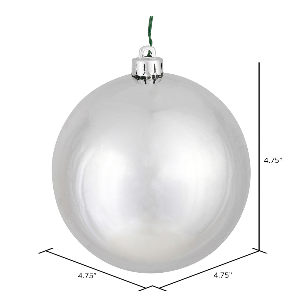 Vickerman 4.75" Silver Shiny Ball Ornament 4 per Bag