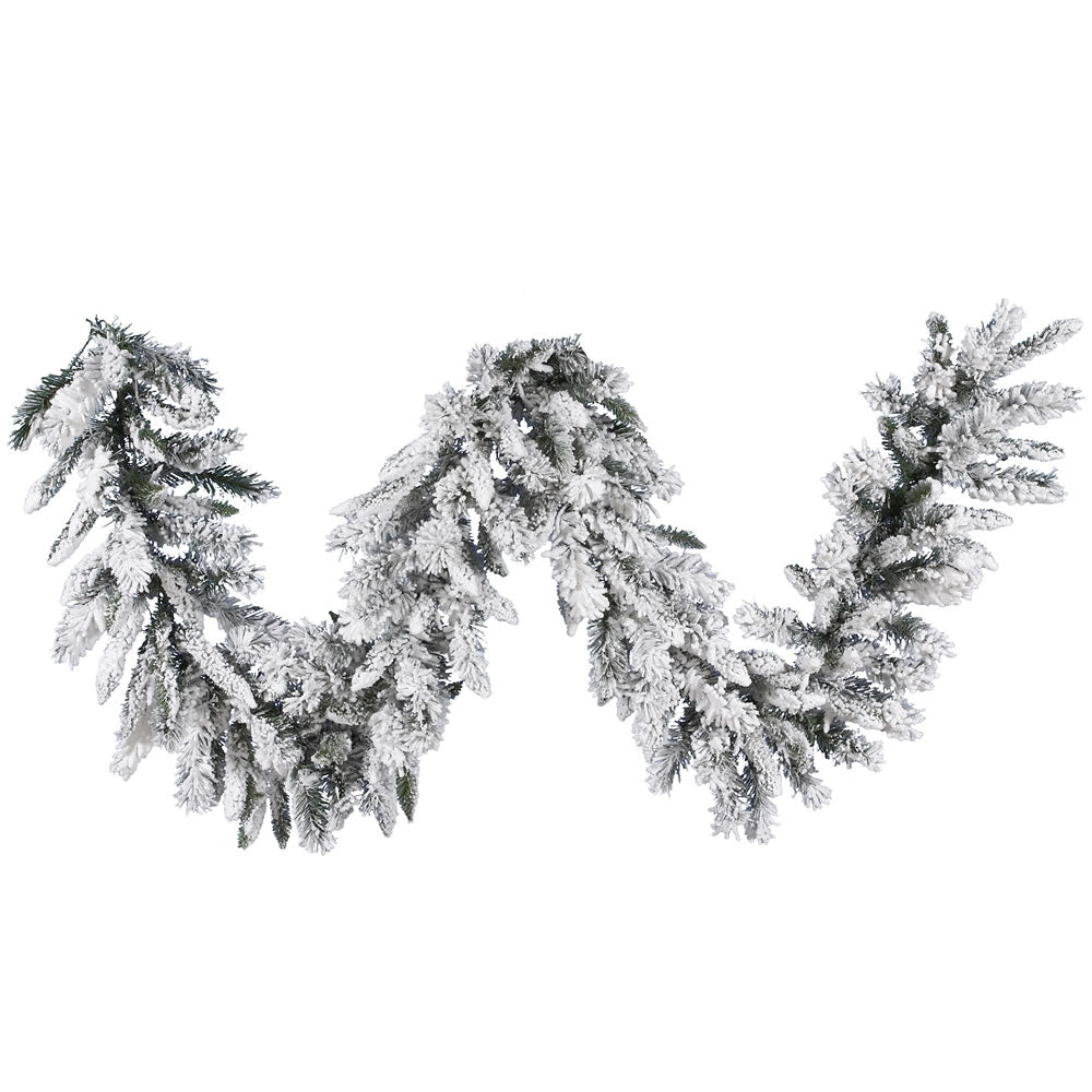 Vickerman 9' Flocked Snow Ridge Artificial Christmas Garland Unlit