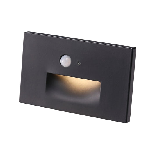 ASD Lighting LED Step Light Horizontal 3W 120V CCT Selectable 3000/4000/5000K with Motion Sensor and Photocell Black ETL