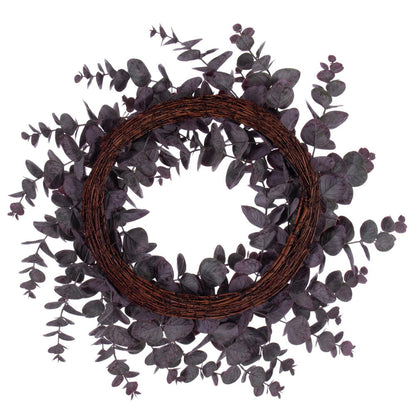 Vickerman 24" Artificial Burgundy Spiral Eucalyptus Wreath