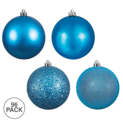 Vickerman 1.6" Turquoise 4-Finish Ball Ornament Assortment 96 per Box