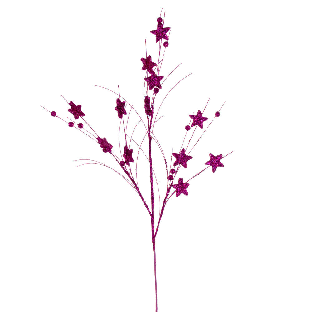 Vickerman 33" Fuchsia Star and Ball Glitter Spray 6 per bag.