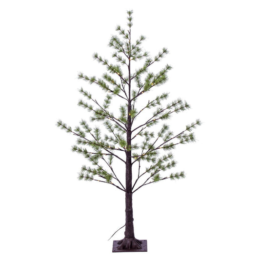 Vickerman 4' Green Mini Pine Twig Tree Warm White 3mm Wide Angle LED lights.