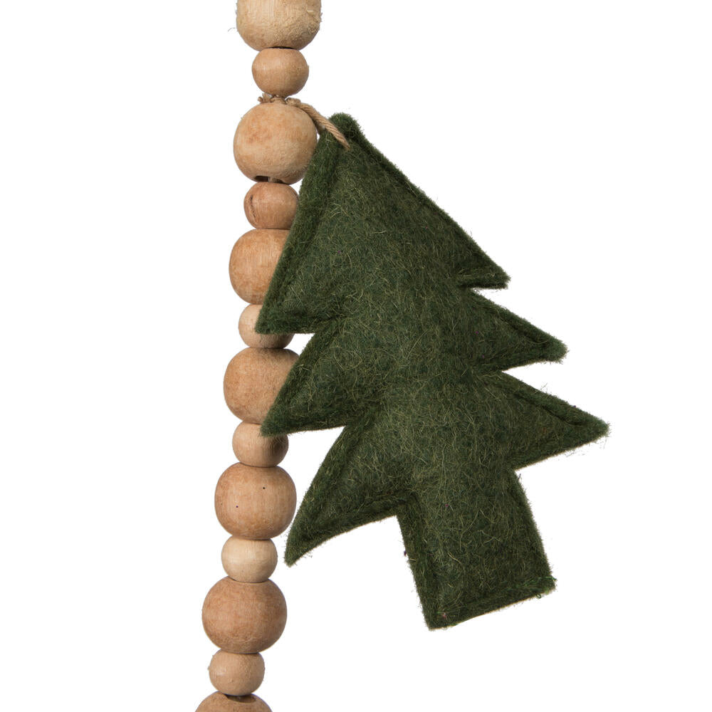 Vickerman 5' Green Felt Tree and Natural Wood Bead Garland.