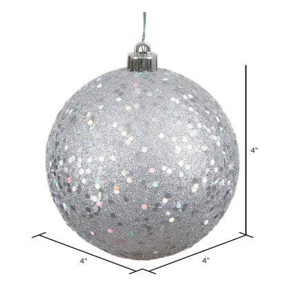 Vickerman 4" Silver Sequin Ball Ornament 6 per Bag