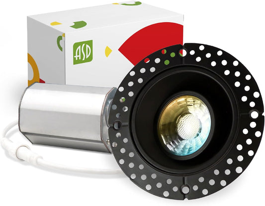 ASD Lighting LED Trimless Downlight Gimbal Round 2inch 8W 120V Triac 2700/3000/3500/4000/5000K Black ETL