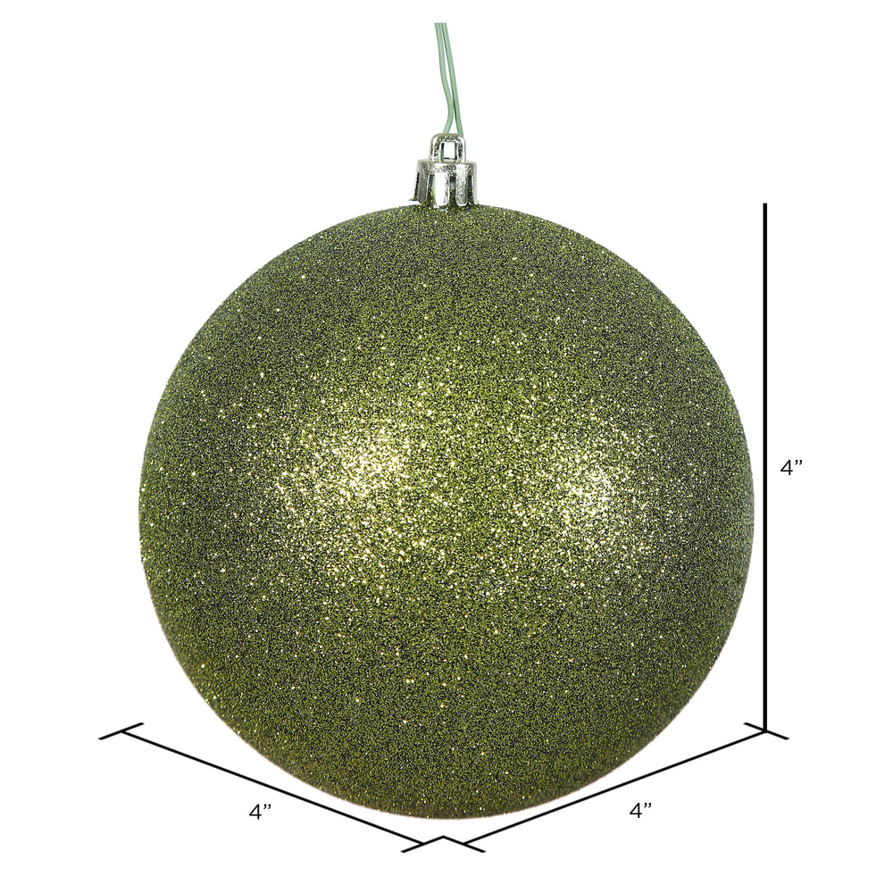 Vickerman 4" Olive Glitter Ball Ornament 6 per Bag