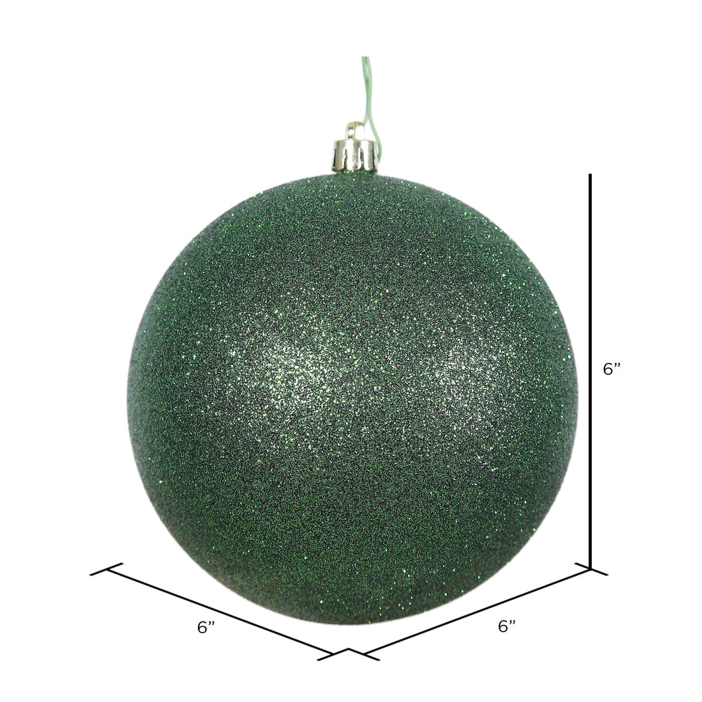 Vickerman 6" Emerald Glitter Ball Ornament 4 per Bag