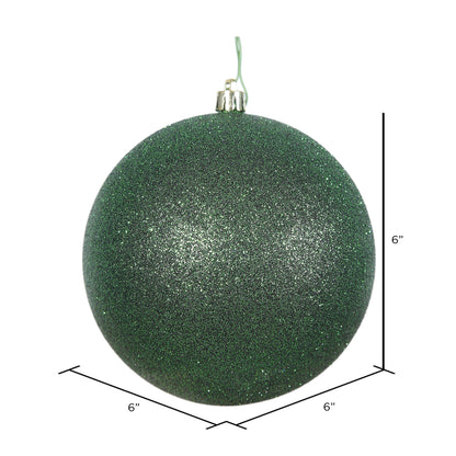 Vickerman 6" Emerald Glitter Ball Ornament 4 per Bag