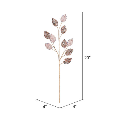 Vickerman 20" Rose Gold Glitter Plum Leaf Artificial Christmas Spray. Includes 3 sprays per pack.