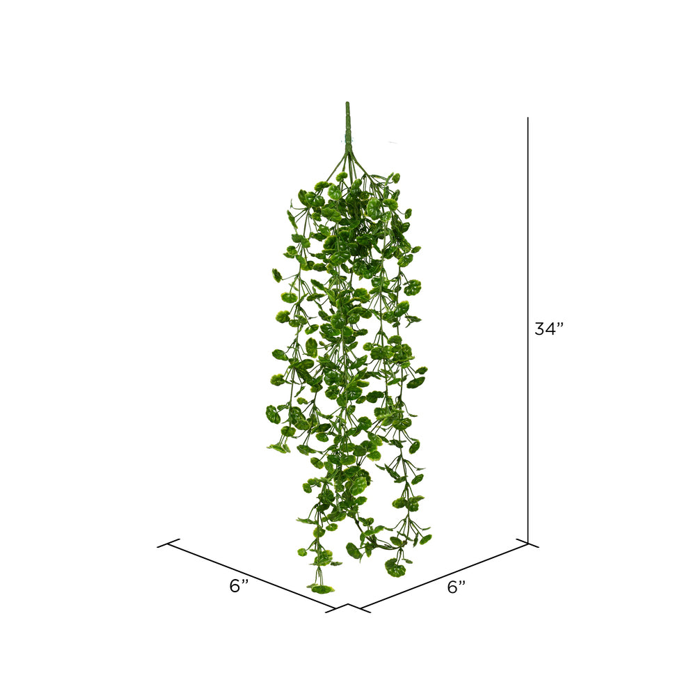 Vickerman 34" Artificial Green Begonia Leaf Hanging Bush Set of 3