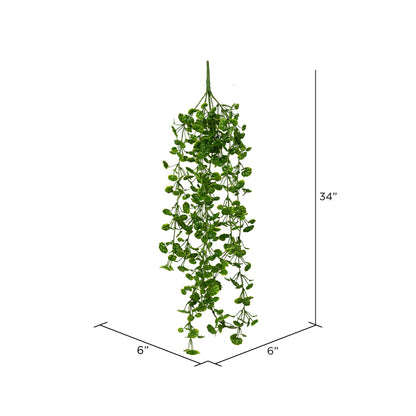 Vickerman 34" Artificial Green Begonia Leaf Hanging Bush Set of 3