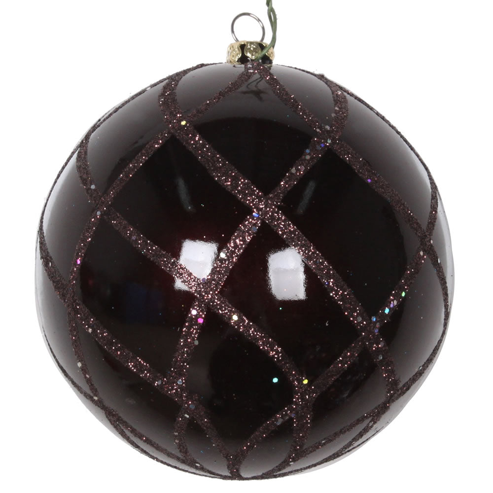 Vickerman 4" Chocolate Candy Glitter Net Ball Ornament 3 per Bag