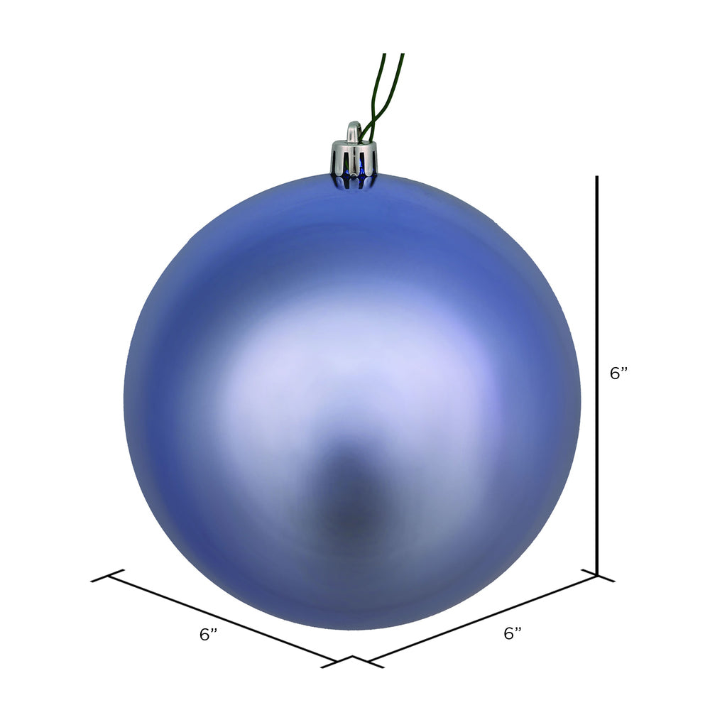 Vickerman 6" Periwinkle Shiny Ball Ornament 4 per Bag