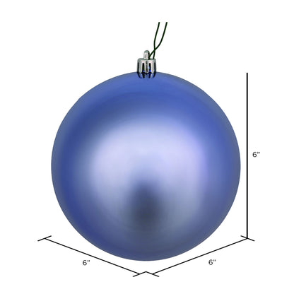 Vickerman 6" Periwinkle Shiny Ball Ornament 4 per Bag